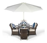 That's Furniture Arizona Square 4 Seater Patio Dining Set With Ice Bucket Drinks Cooler - Brown