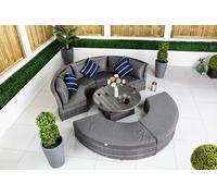 Giardino Delphi 3-in-1 Modular Round Sofa Daybed & Dining Set - Grey - 1