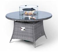 Giardino Fire Pit 4 Seater Round Rattan Dining Table - 1 - Grey