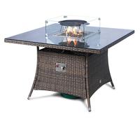 Giardino Fire Pit 4 Seater Square Rattan Dining Table - 1 - Brown