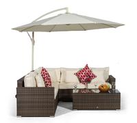 Giardino Havana 5 Seat Outdoor Rattan Corner Sofa Set with Large Coffee Table - Brown - Aluminium and Rattan - 1