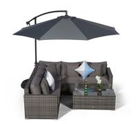 Giardino Havana 5 Seat Outdoor Rattan Corner Sofa Set with Large Coffee Table - Grey - Aluminium and Rattan - 1