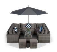 Giardino Havana 8 Seat Rattan Corner Sofa Set with Coffee Table and 2 Stools - Grey - Aluminium and Rattan - 1