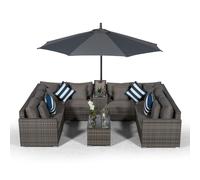 Giardino Havana 8 Seat Rattan Sofa Set w/ Armrest Drinks Cooler and Coffee Table - Grey - 1