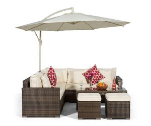Giardino Havana Rattan 5 Seater Sofa Set with Coffee Table and 2 Stools - Brown - Aluminium and Rattan - 1