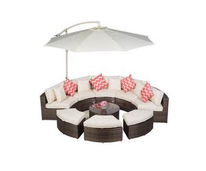 Giardino Monaco Luxury Large Rattan Garden Sofa Set - Brown