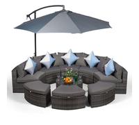 Giardino Monaco Luxury Large Rattan Garden Sofa Set - Grey - 1