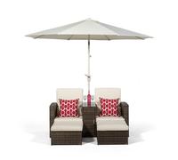 Giardino Nevada Double Reclining Rattan Sun Loungers Set - Brown - 1
