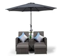 Giardino Nevada Double Reclining Rattan Sun Loungers Set - Grey - 1