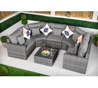 Giardino Santorini 5 Seat Modular Sofa Rattan Garden Furniture Set Outdoor Lounge Coffee Table - 5 Seater - Grey - 1