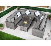 Giardino Santorini 7 Seat Modular Sofa Rattan Garden Furniture Set Outdoor Height Adjustable Coffee Table - 7 Seater - Grey - 1