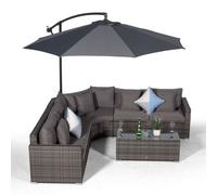 Giardino Santorini L Shape Modular 5 Seat Rattan Corner Sofa Set With Coffee Table - Grey - 1