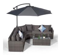 Giardino Santorini L Shape Modular 5 Seat Rattan Corner Sofa Set With Coffee Table - Grey - Aluminium and Rattan - 1