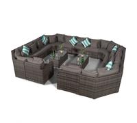Giardino Santorini Modular 13 Seat Rattan Conversation Set With 2 Coffee Tables - Aluminium and Rattan - 1 - Five Plus Seater