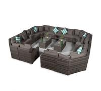 Giardino Santorini Modular 13 Seat Rattan Conversation Set With 2 Drinks Cooler Armrests & 2 Coffee Tables - Aluminium and Rattan - 1 - Five Plus Seater