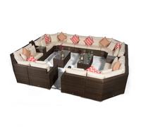 Giardino Santorini Modular 13 Seat Rattan Conversation Set With 2 Drinks Cooler Armrests & 2 Coffee Tables - Aluminium and Rattan - 1 - Five Plus Seater