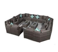 Giardino Santorini Modular 13 Seat Rattan Conversation Set With 2 Drinks Cooler Armrests & 2 Drinks Cooler Coffee Tables - Aluminium and Rattan - 1 - Five Plus Seater