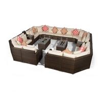 Giardino Santorini Modular 13 Seat Rattan Conversation Set With 2 Drinks Cooler Armrests & 2 Drinks Cooler Coffee Tables - Aluminium and Rattan - 1 - Five Plus Seater