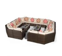 Giardino Santorini Modular 13 Seat Rattan Conversation Set With 2 Drinks Cooler Coffee Tables - Aluminium and Rattan - 1 - Five Plus Seater