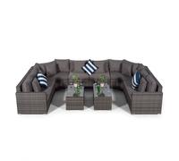 Giardino Santorini U Shape Modular 8 Seat Rattan Sofa Set With 2 Large Coffee Tables - Grey - 1