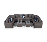 Giardino Santorini U Shape Modular 8 Seat Rattan Sofa Set With 2 Large Drinks Cooler Coffee Tables - Grey - 1