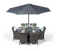 Giardino Savannah Rectangular 6 Seater Patio Dining Set with Ice Bucket Drinks Cooler - Grey - Grey - 1