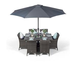Giardino Savannah Rectangular 6 Seater Patio Dining Set with Ice Bucket Drinks Cooler - Grey - Grey - 1