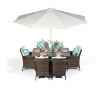 Giardino Savannah Rectangular 6 Seater Rattan Patio Dining Set - Brown - Ivory - 1