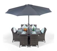 Giardino Savannah Rectangular 6 Seater Rattan Patio Dining Set - Grey - Grey - 1