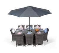 Giardino Savannah Rectangular 8 Seater Patio Dining Set with Ice Bucket Drinks Cooler - Grey - Grey - 1