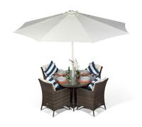 Savannah Round 4 Seater Rattan Patio Dining Set - Brown, Brown