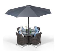 Giardino Savannah Round 4 Seater Rattan Patio Dining Set - Grey - Grey - 1