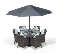 Giardino Savannah Round 6 Seater Patio Dining Set with Ice Bucket Drinks Cooler - Grey - Grey - 1