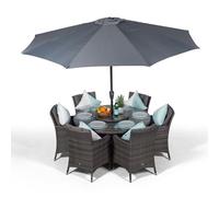 Giardino Savannah Round 6 Seater Rattan Patio Dining Set - Grey - Grey - 1