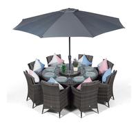 Savannah Round 8 Seater Rattan Patio Dining Set - Grey, Grey