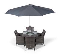 Giardino Savannah Square 4 Seater Patio Dining Set with Ice Bucket Drinks Cooler - Grey - Grey - 1