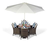 Savannah Square 4 Seater Rattan Patio Dining Set - Brown, Brown