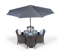 Giardino Savannah Square 4 Seater Rattan Patio Dining Set - Grey - Grey - 1