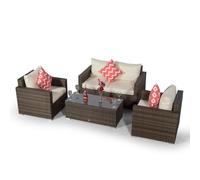 Giardino Sydney 4 Seater Rattan Conversation Sofa Set with Coffee Table - Brown - 1