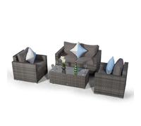 Giardino Sydney 4 Seater Rattan Conversation Sofa Set with Coffee Table - Grey - 1