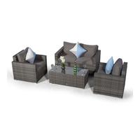 Giardino Sydney 4 Seater Rattan Conversation Sofa Set with Coffee Table - Grey - Aluminium and Rattan - 1