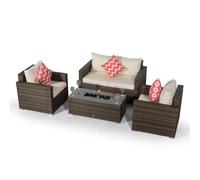 Giardino Sydney 4 Seater Rattan Sofa Set with Ice Bucket Coffee Table - Brown - Aluminium and Rattan - 1