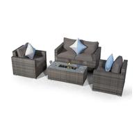 Giardino Sydney 4 Seater Rattan Sofa Set with Ice Bucket Coffee Table - Grey - Aluminium and Rattan - 1