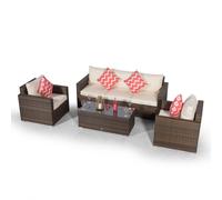 Giardino Sydney 5 Seater Rattan Conversation Sofa Set with Coffee Table - Brown - Aluminium and Rattan - 1