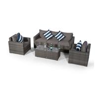 Giardino Sydney 5 Seater Rattan Conversation Sofa Set with Coffee Table - Grey - Aluminium and Rattan - 1