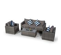 Giardino Sydney 5 Seater Rattan Sofa Set with Drinks Cooler Coffee Table - Grey - 1