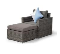 Giardino Sydney Rattan Armchair and Ottoman Lounge Chair Set - Grey - Aluminium and Rattan - 1