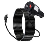 GIASYIEH Dash Cam Charger USB C, Dual Port Dashcam Power Adapter with Switch Type C 90 Degree Angled Car Fast Charging Cord for REDTIGER/Vantrue/Garmin GPS Navigator Truck(11.5FT)