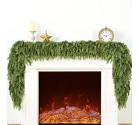 Giauma 9FT Double Fullness Christmas Cedar Garland with 280 Tips Cedar Branches Artificial Realistic Thick Soft Green Faux Winter Greenery Pine Garlands for Fireplace Mantel Table Doorframe
