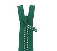 GIAYEU Zippers for sewing,Sewing Zipper 1pc 24inch 60cm Dual-Strand Czech Crystal Zippers Crystal Rhinestone Separating Zippers Base Dress Colthes Sewing Zipper(Green)